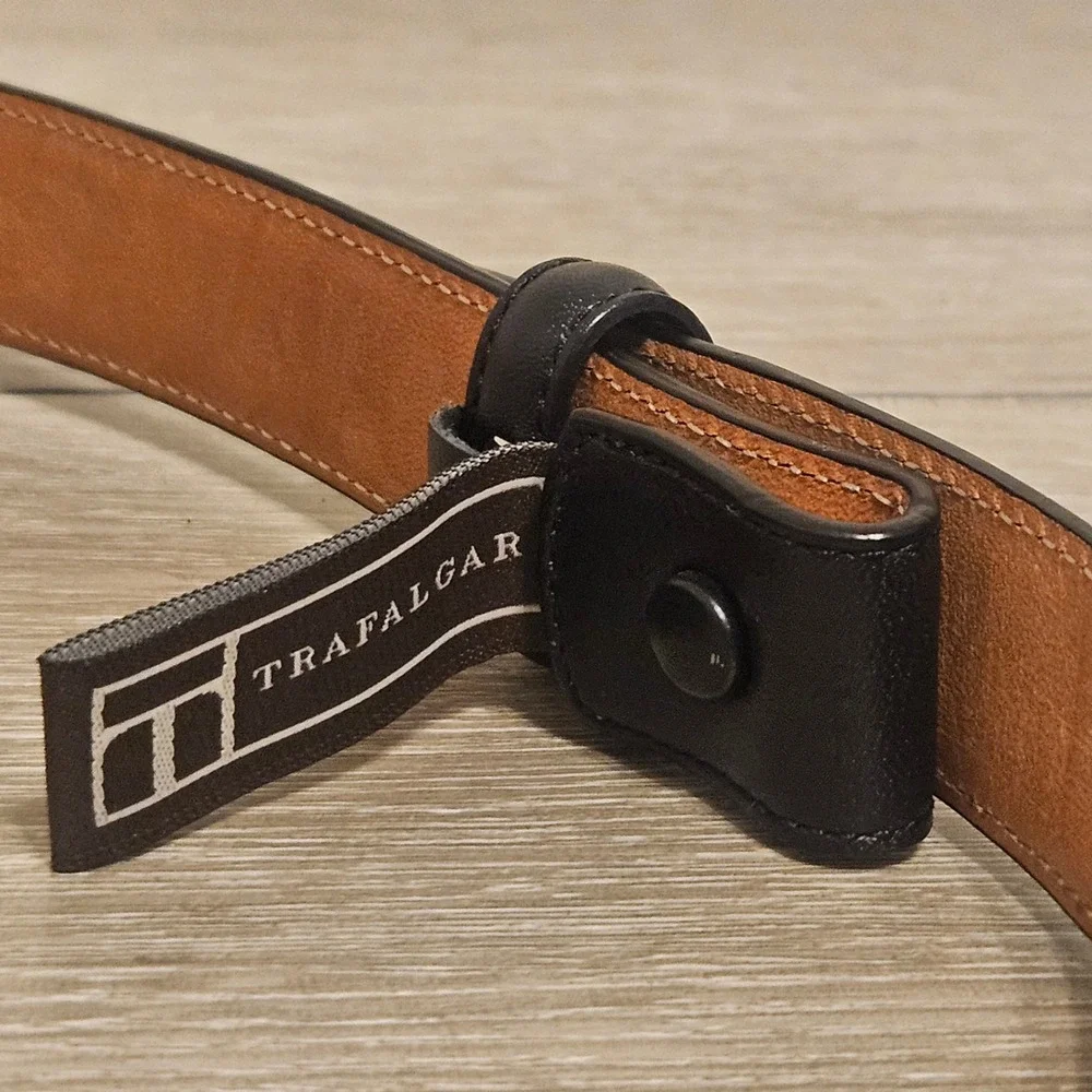 Trafalgar Mens Italian Calfskin Leather Belt Black Size 34 85 1101TF66-001